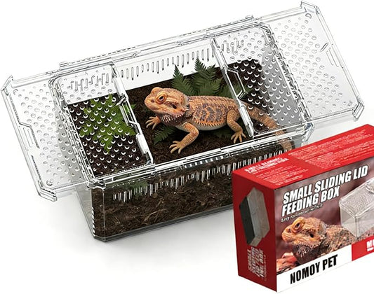 XIGETRAIL Transparent Portable Reptile Terrarium Habitat, Reptile Feeding Box for for Gecko, Tarantula, Scorpion, Spider, Hermit Crab,Frog (12" x 7.7" x 5.1" White)