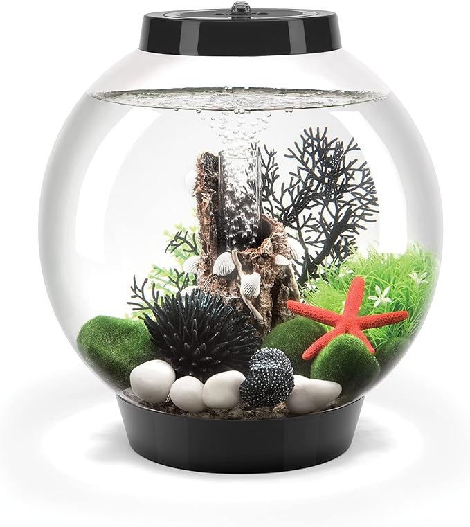 biOrb Classic 15 Acrylic 4-Gallon Aquarium with Multi-Color Remote-Controlled LED Lights Modern Compact Tank for Tabletop or Desktop Display, Black