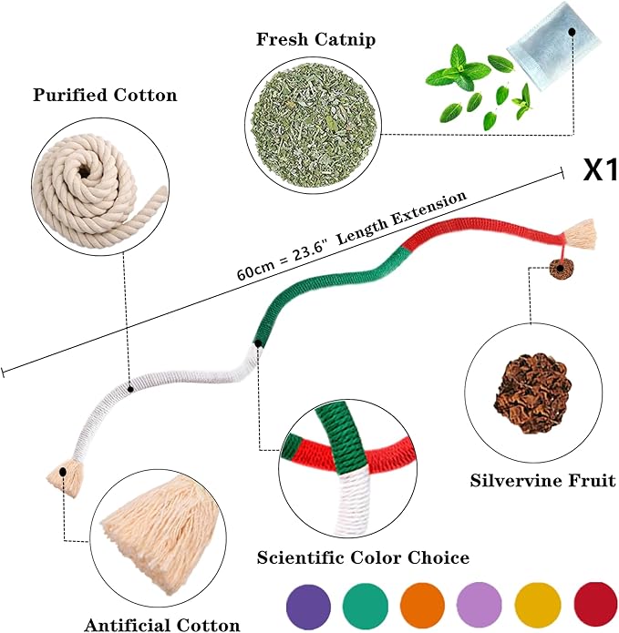 GREMBEB Cat Toys, 3PCS Catnip Toy for Indoor Kitten Treat Cats Silvervine Rope Chew Stick for Dental Cleaning Teeth Kitty Feather Snack Self Play Interactive Boredom