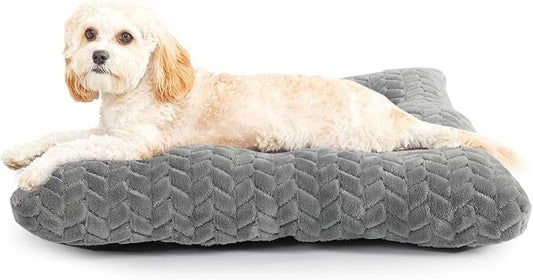 Dog Bed for Small Dogs Crate Washable Ultra Soft 24 inch Puppy Bed with Anti-Slip Pet Pillow Cushion Sleeping Up to 25 lbs Pet or Kitten Kennel Pad,24 x 18 Grey