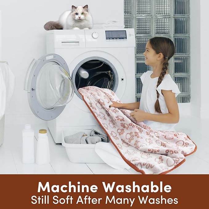 Stuffed Brown Small Premium Soft Dog Blanket, with Flannel Cute Paw Print, 24 * 32 inches, Newborn Cat Blanket Puppy Pads Supplies Dog Products Stuff Essentials