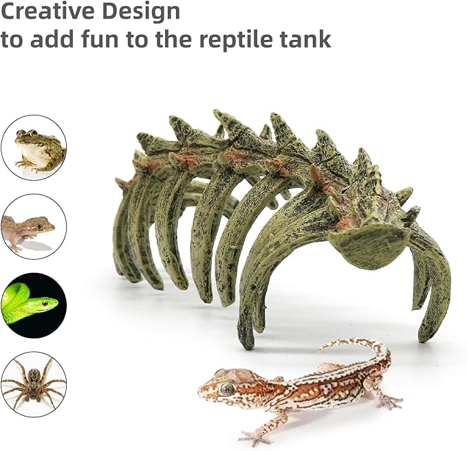 relaqcc Aquarium Skull Animal Skeletons, Reptile Tank Accessories, Fish Tank Decorations for Amphibians, Betta Fish, Shrimp, Hermit Crab, Leopard Gecko