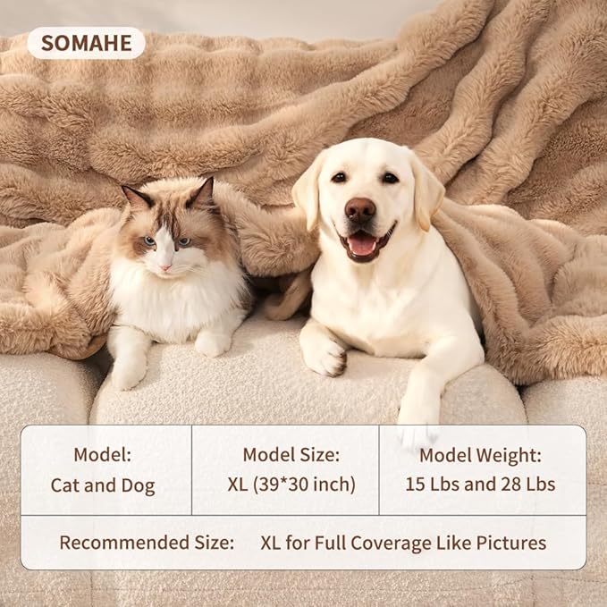 Dog Blanket Ultra Soft Fuzzy Faux Fur Cat Blankets for Indoor Cats Ultra Soft Plush Faux Fur Machine Washable Reversible Pet Throw Protector for Couch Furniture Large 39"X 30" Latte Coffee