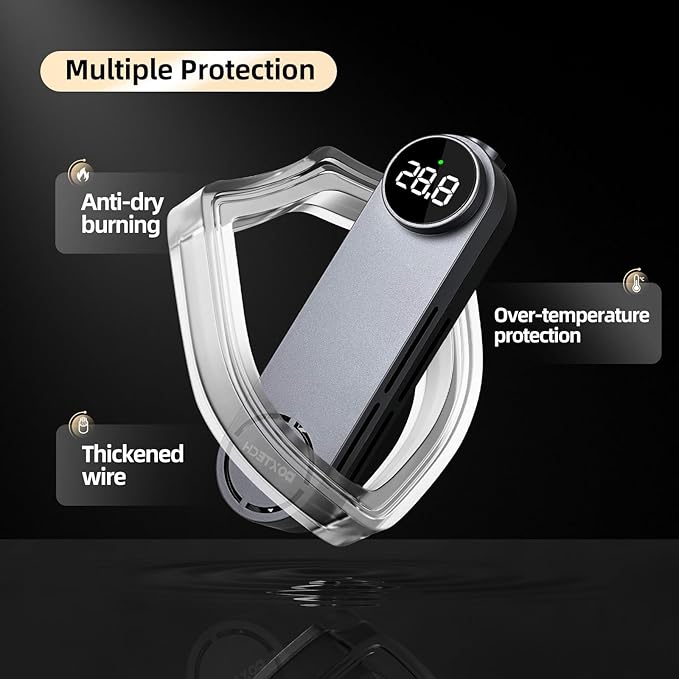 UPETTOOLS 50W Mini Aquarium Heater for 5-10 Gallon Tanks – Submersible Fish Tank Heater with Digital Display & External Temperature Controller, Adjustable 68°F-93°F, for Betta & Turtle Tanks，Shrimp