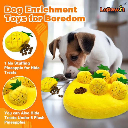 Hide and Seek Dog Toys, Squeaky Interactive Puzzle Dog Toys for Boredom and Stimulation, Dog Enrichment Toys for Small and Medium Dogs (Pineapples, Pack of 7)