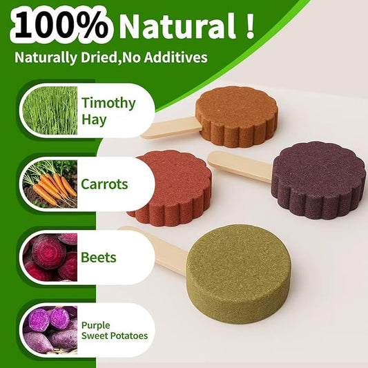 YKD Natural Timothy Hay Cookie Sticks Chew Toys for Teeth, Rotating Aluminum Alloy Chinchilla Cage Toys, Bunny Chew Treats for Rabbits, Guinea Pigs, Chinchillas (Black - Aluminum Alloy Toy)