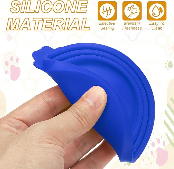 Cat Food Can Covers Lids, Dog Food Can Lids with Spoons Silicone Toppers Reusable Fits 3 Standard Sizes, (Cobalt Blue, 2Sets), Intended for Dog/Cat/Pet Food