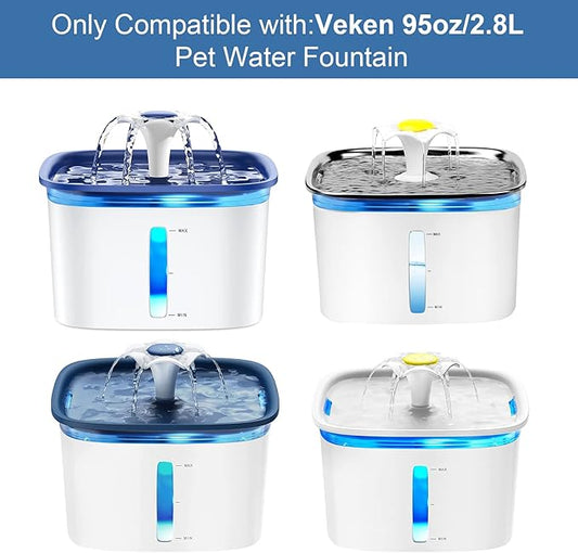 8 Pcs Cat Fountain Replacement Filters for Veken 95Oz/2.8L Automatic Pet Fountain and Stainless Steel Cat Water Fountain Dog Water Dispenser (4 Carbon Filters+4 Sponge Filters)