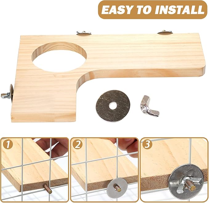 X-pet Hamster Cage Accessories Wooden Platform Chinchilla L-Shaped Round Hole Wooden Playing platform, 5Pcs of Wooden Pedal Toys, Provide a Habitat for Small Animal & Birds, for Squirrel Gerbil