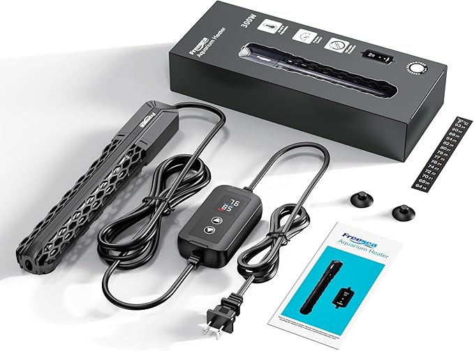 FREESEA Aquarium Heater for Fish Tank: 100W/200W/300W/500W Submersible Fish Tank Heater with Over-Temperature and Off-Water Protection for 40-75 Gallon Saltwater and Freshwater