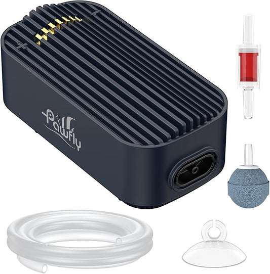 Pawfly Aquarium Air Pump, 80 GPH Fish Tank Air Pump up to 70 Gallons, Ultra Quiet Adjustable Oxygen Pump with Airline Tubing, Air Stone & Check Valve, Aerator for Fish