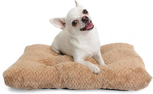 Necesitar 18 inch Dog Crate Bed Dog Mats for Sleeping,Up to 10 lbs Fluffy Khaki Puppy Pad XXS