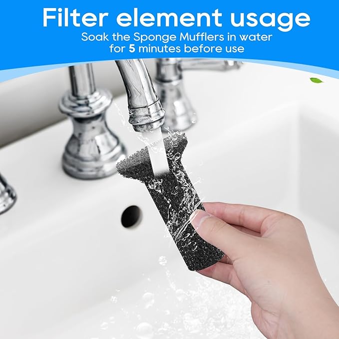 Lite Fountain Replacement Foam Filters and Sponge Mufflers - 6 Sets (Compatible with Lite 2.5L/84oz Cat Water Fountain)