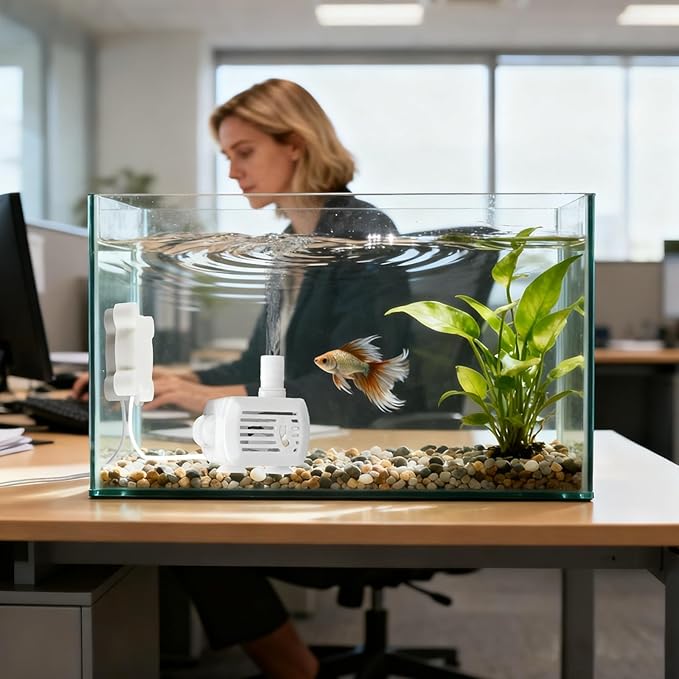 Wireless Induction Aquarium Small Water Pump For Fish Tank,Ultra Quiet 4.5w Fountain Submersible Pump With Adjustable Flow (40GPH) Water Feature,Tabletop Fountain,Pet Fountain By Fluxowireless