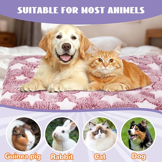 CHICAUP 2 Pcs Self Warming Cat Bed, Self Heating Pet Mat for Cats & Dogs Soft Calming Cat Bed Mat Reflects Body Heat Warm Washable Pet Pad for Crates, Floors, Indoor, Outdoor (31×23.6 Inch)