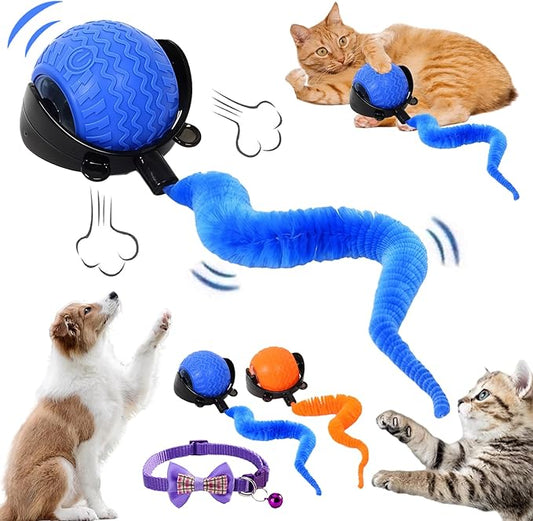 BIBIFACTORY 2026 New The Smart Wave Chase Ball, Revolutionary Smart Chase Ball 3.0, Interactive Fast Moving Ball with Tail, Automatic Cat Chase Balls Toy for Dog Cat Indoor Play (Blue)