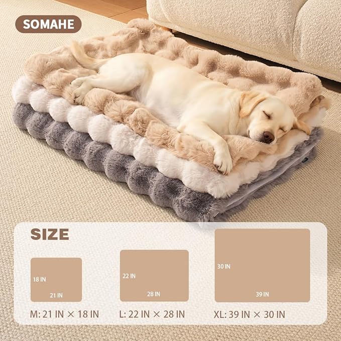 Dog Blanket Ultra Soft Fuzzy Faux Fur Cat Blankets for Indoor Cats Ultra Soft Plush Faux Fur Machine Washable Reversible Pet Throw Protector for Couch Furniture Large 39"X 30" Latte Coffee