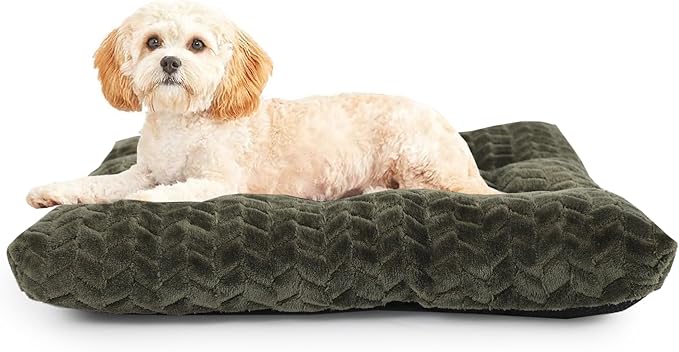 Necesitar Dog Crate Bed for Small Size Dogs Washable fit 24 inch Crate or Cages Kennel Pad with Anti-Slip Pet Pillow Cushion Sleeping Up to 25 lbs Puppy Cat,24x18 Olive Green