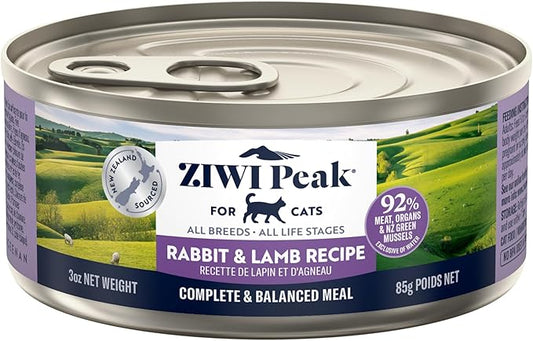ZIWI Peak Wet Cat Food – All Natural, High Protein, Grain Free, Limited Ingredient, with Superfoods (Rabbit & Lamb, Case of 24, 3oz Cans)