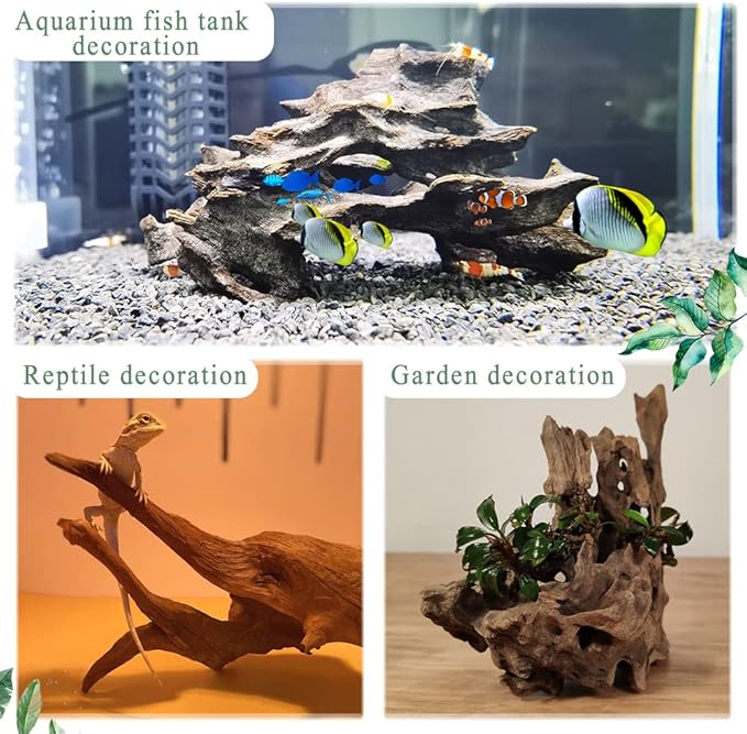 Hamiledyi Natural Driftwood for Aquarium Decor Sinkable Reptile Wood Branches Fish Tank Log Habitat Decorations Terrarium Ornament Assorted