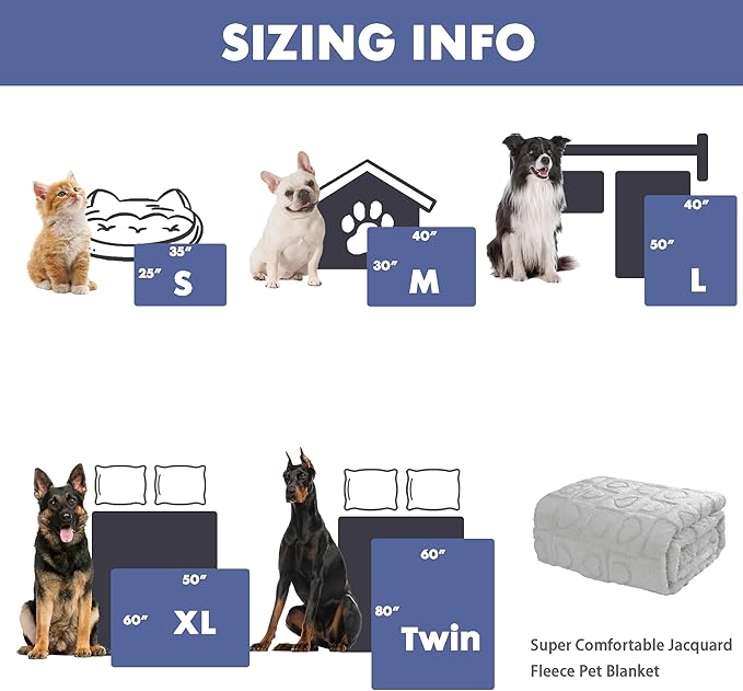 gogobunny Calming Plush Dog Cat Blanket 300GSM Coral Fleece, Ultra-Soft Machine Washable Pet Bedding for Small Medium Dogs Cats Puppies Kittens (Silver, 40x50)