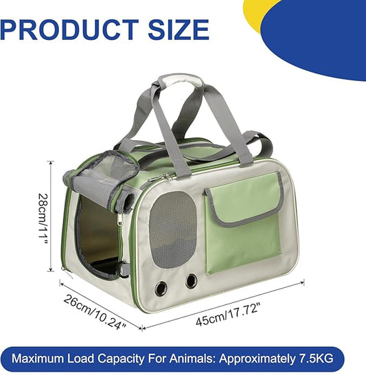 Pet Backpack Carrier, Portable Expandable and Ventilated, Oxford Cloth Dogs Cats and Small Animals Travel Bag 17.72", (Green, 1 Pcs), Intended for Hiking/Camping/Traveling