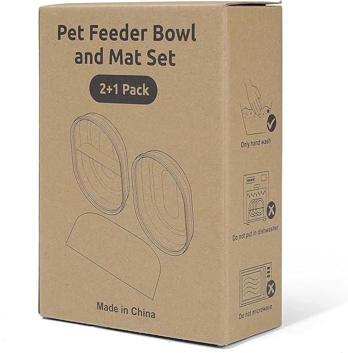 YOIHABV Replacement Mat & Bowl Set for Automatic Microchip Pet Feeder & Connect, 1 Split, 1 Flat Bowl and 1 Mat, Keep Food Fresh, Protect Cat Feeder, Easy to Clean(Grey)