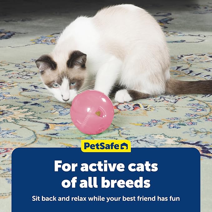 PetSafe SlimCat Interactive Feeder - Combines Play with Mealtime - Adjustable Portions - BPA-Free Plastic - Slow Feeder for Digestion - Lightweight, Dishwasher-Safe Toy - Pink