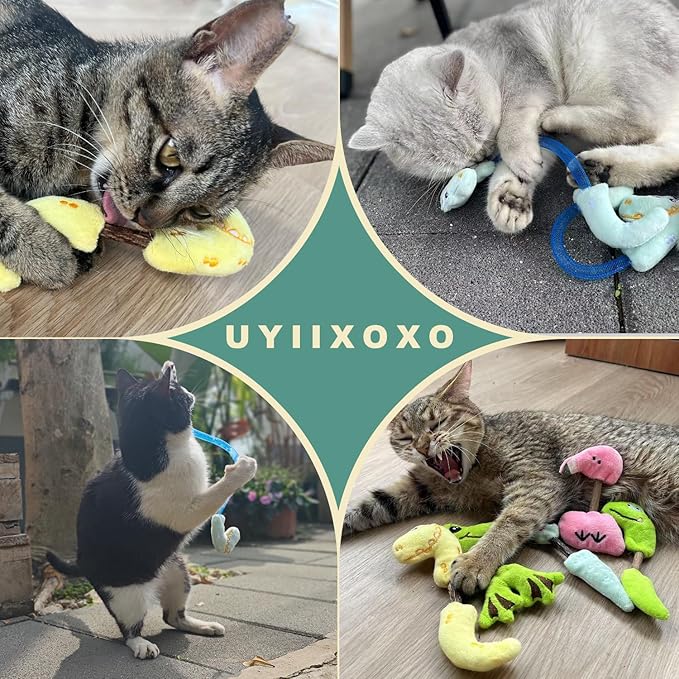 uyiixoxo Interactive Cat Toys Set, Cat Crinkle Balls and Cat Spring Toy, Indoor CatnipToys for Exercise and Dental Care, for All Cat Breeds (10 Pack)