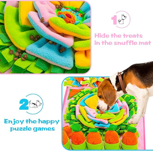 Pet Snuffle Mat for Dogs Sniff Mat Nosework Feeding Mat Slow Feeder Interactive Dog Puzzle Toys for Training and Stress Relief Encourages Natural Foraging Skills (31''x19''（Pink）)