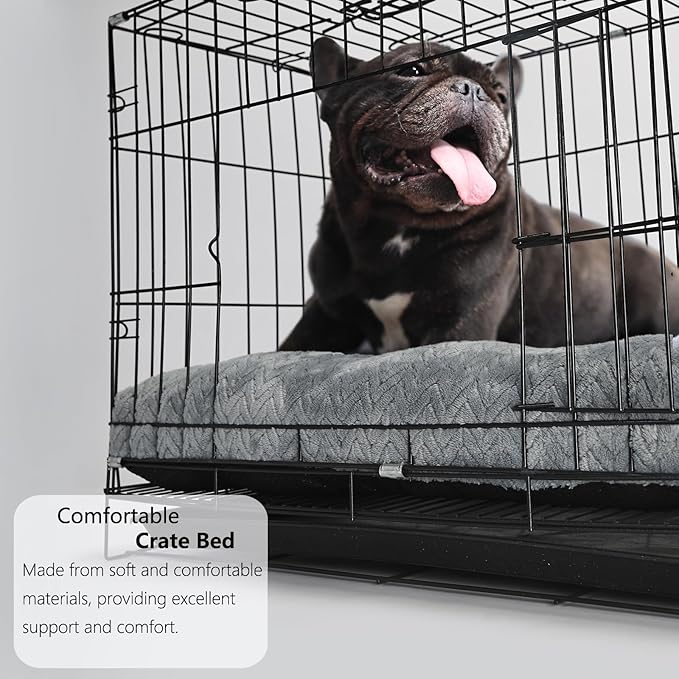 Small Dog Bed for Crate Washable with Anti-Slip Crate Pad Soft Fluffy Kennel Pad for Dog Cage 24 inch Puppy Bed fit Up to 25 lbs Pets Comfy Sleeping Pillow,24 x 18 Dark Gray
