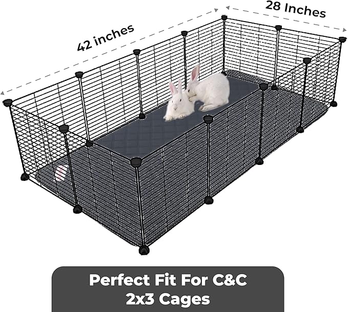 Washable Rabbit & Guinea Pig Cage Liner & Bedding for C&C 2x3 (28"x42"), 2 Pack, Easy to Clean Unlike Fleece, Waterproof, Absorbent, Non-Slip Pee Pad, Reusable Bunny Mat for Small Animals