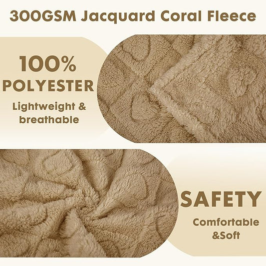 gogobunny Calming Plush Dog Cat Blanket 300GSM Coral Fleece, Ultra-Soft Machine Washable Pet Bedding for Small Medium Dogs Cats Puppies Kittens (Brown, 50x60)