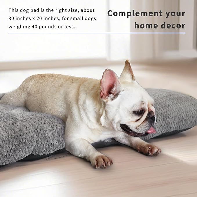 Medium Dog Beds for Crates Washable 30 Inch Dog Crate Bed Soft and Fluffy Pads for Cages Up to 40 lbs Pet Bed Mat Pillows Kennel Pads for Crates Jacquard Dark Grey