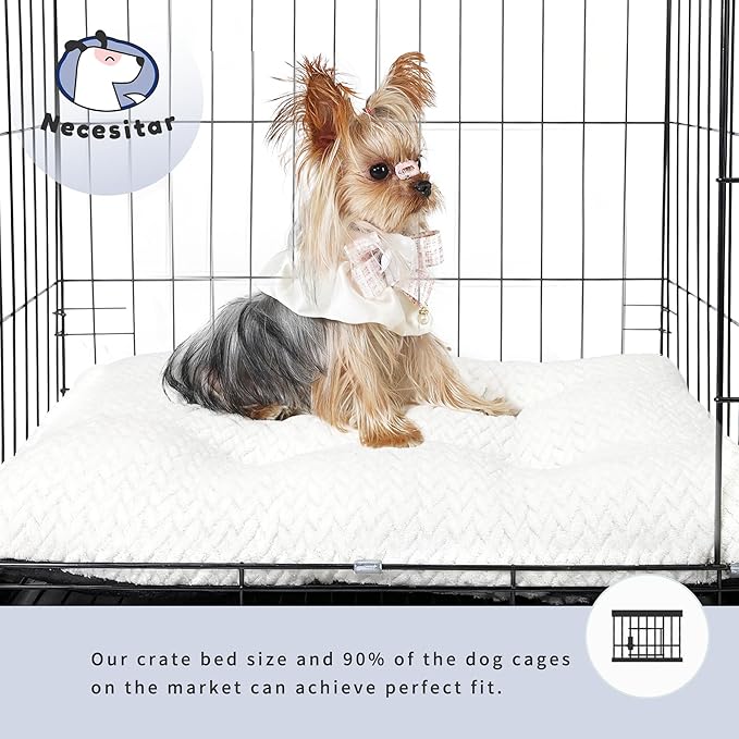 Dog Bed for Small Dogs Crate Washable 22 inch Dog Mats for Sleeping,Up to 15 lbs Soft and Fluffy White S