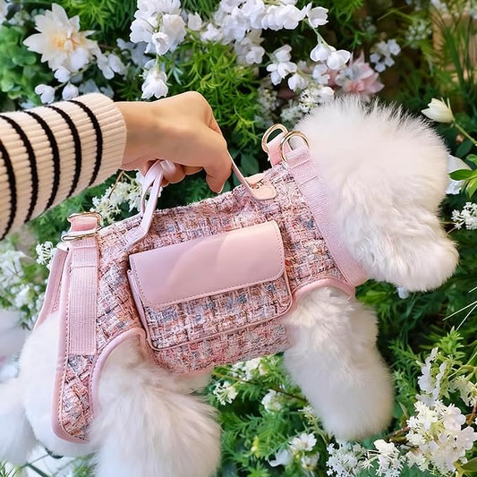 Dog Lift Harness Backpack for Small Dogs, Adjustable Straps Dog Sling Carrier for Hiking, Travel, Outdoor – Pink Large