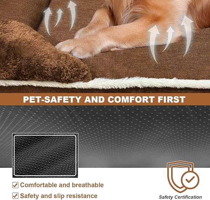 Heated Dog Bed for Large Dogs 40x27 inches, Indoor Dog Couch Heated Pet Bed, Soft & Cozy Pet Warming Sofa with Temperature and Time Adjustable Themostat, Removable Cotton Sleeve