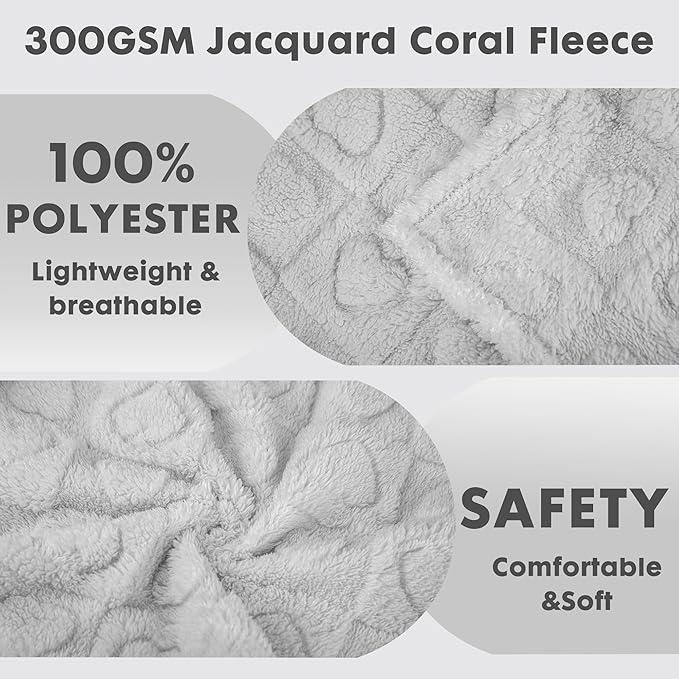 gogobunny Calming Plush Dog Cat Blanket 300GSM Coral Fleece, Ultra-Soft Machine Washable Pet Bedding for Small Medium Dogs Cats Puppies Kittens (Silver, 40x50)