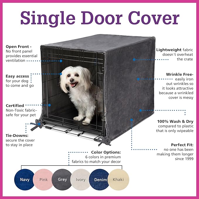 Pet Dreams Dog Crate Cover - Breathable Fabric Kennel Topper for Single-Door Crates, Fits iCrate Dog Cages 18, 24, 30, 36, 42, 48 Inches (Khaki, X Large, 42")