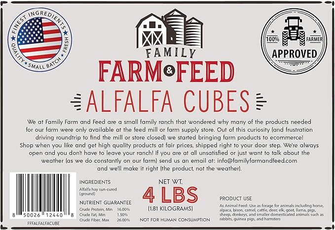 | Alfalfa Hay Food | Small Pet | Young and Adult | Cubes | 4 Pounds