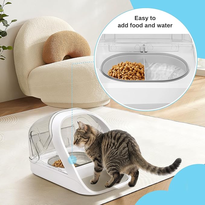 YOIHABV Replacement Mat & Bowl Set for Automatic Microchip Pet Feeder & Connect, 1 Split, 1 Flat Bowl and 1 Mat, Keep Food Fresh, Protect Cat Feeder, Easy to Clean(Grey)