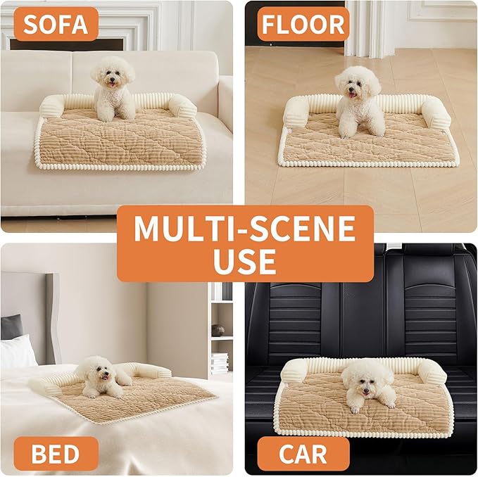 HAOMAIJIA Dog Couch Bed for Large Dogs, Non Slip Pet Couch Covers for Sofa Thick Soft Washable Dog Couch Cover Protector All Seasons Universal Dogs and Cats Bed Mat (Khaki, Large)