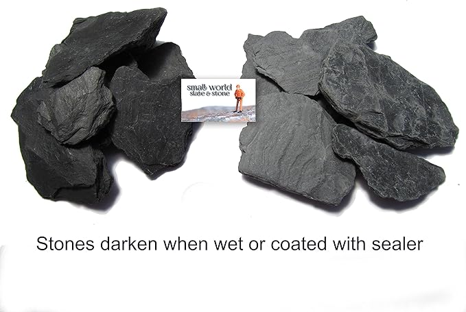 Natural Slate Stone 1 to 3 Inches - USA Sourced and Packaged for Aquascaping Aquariums, Terrariums, Paludariums, Reptile Enclosures, Wargaming, Models, Mosaic Art, Miniature Fairy Gardens (2lbs Grey)