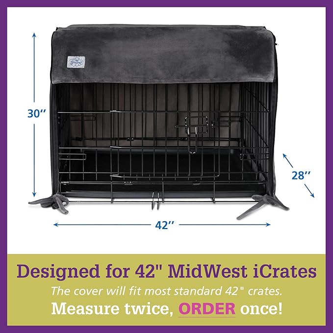 Pet Dreams Dog Crate Cover - Breathable Fabric Kennel Topper for Double-Door Crates, Fits iCrate Dog Cages 18, 24, 30, 36, 42, 48 Inches (Khaki, X Large, 42")