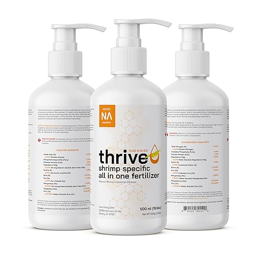 ThriveS Shrimp Specific All in One Aquarium Fertilizer – 500ml Liquid Plant Food – Comprehensive nutrients – Aquarium Nutrition – Convenient to Use – Concentrated Aquarium Plant Fertilizer