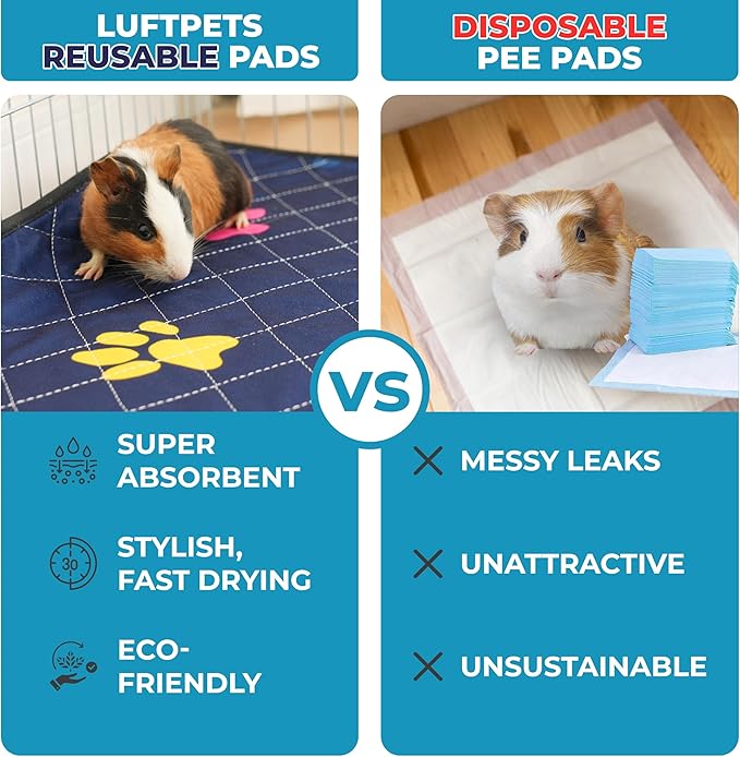 Washable Rabbit & Guinea Pig Cage Liner & Bedding for C&C 2x4 (57"x28"), 2 Pack, Easy to Clean Unlike Fleece, Fast-Drying, Waterproof, Absorbent, Non-Slip Pee Pad, Reusable Bunny Mat for Small Animals