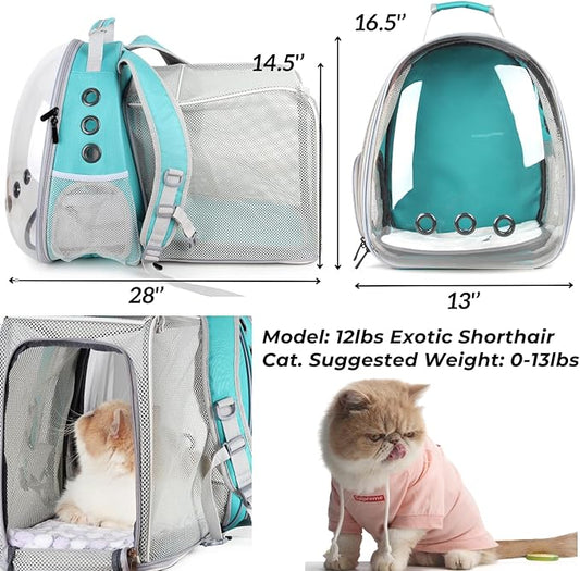 Lollimeow Cat Carrier Backpack, Expandable Bubble Pet Carrier for Cats and Small Dogs, Airline Approved Travel Backpack for Hiking, Walking & Outdoor Adventures - Supports up to 14 lbs