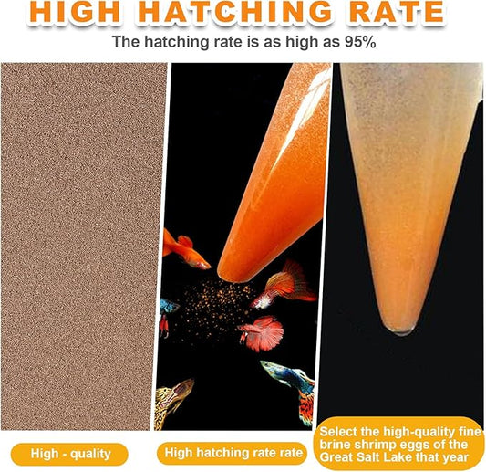 Brine Shrimp Eggs Fish Food - Sea Monkey Eggs 90% Hatch Rate Aquatic Foods for Freshwater & Saltwater Fish, Shrimp, Fry (0.7oz)