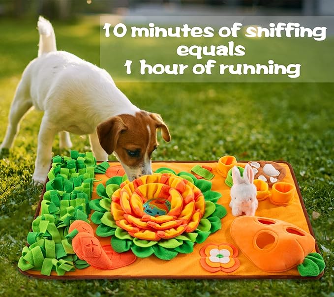 Pet Snuffle Mat for Dogs Sniff Mat Nosework Feeding Mat Slow Feeder Interactive Dog Puzzle Toys for Training and Stress Relief Encourages Natural Foraging Skills (29.5''x18.9'')