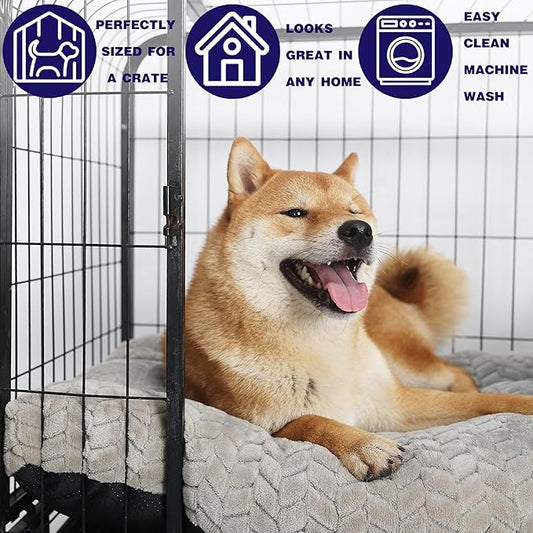 Necesitar 30 Inch Dog Crate Bed for Medium Dogs Washable Soft and Fluffy Kennel Pad fit Cages with Anti-Slip Pet Pillow Cushion Sleeping Up to 40 lbs Pets,30x19 Grey